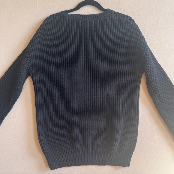 ATHLETA  Black Knit Yogi Mesh Volume Sleeve Sweater in Small - Picture 8 of 15